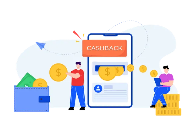 Getting cashback via credit card  Illustration