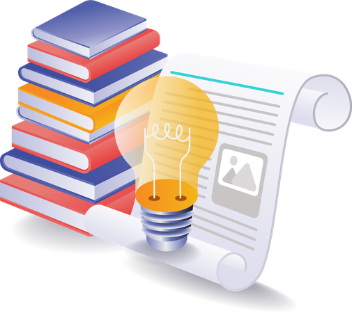 Getting creative ideas from books  イラスト