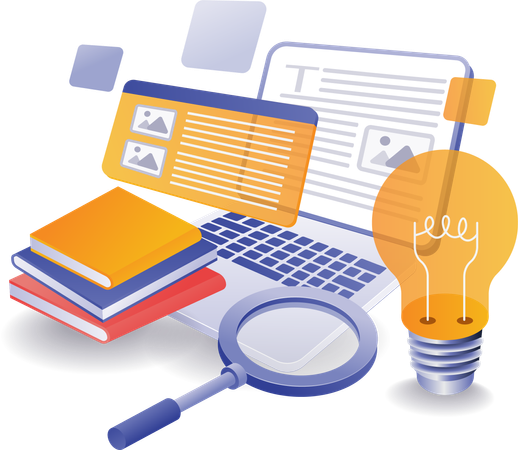 Getting creative ideas from books  イラスト
