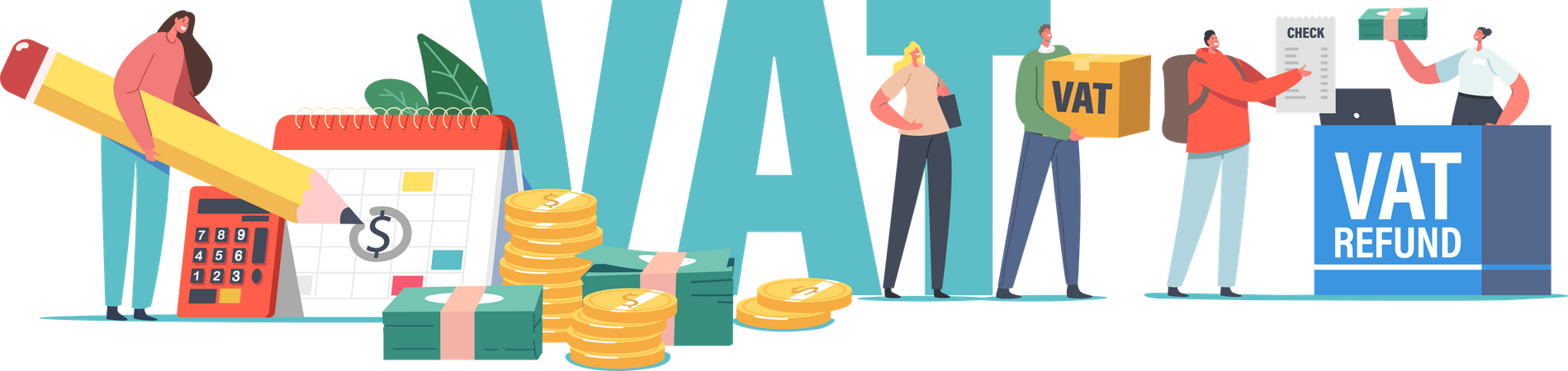 Getting Refund for Foreign Shopping in Airport  イラスト