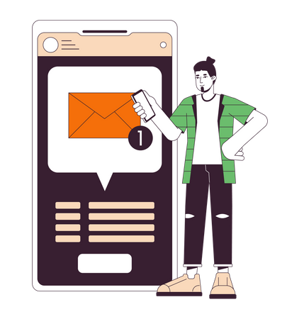 Getting text message  Illustration