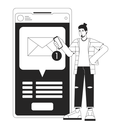 Getting text message  イラスト