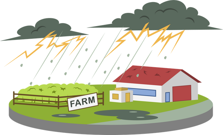 Gewitter auf dem Bauernhof  Illustration