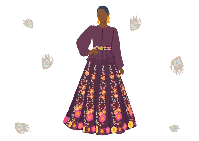 India Traditional Clothes Illustration Model 4 Illustration