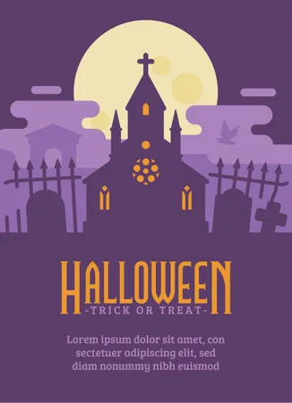Ghost Chapel Halloween Flyer  Illustration