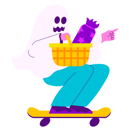 Ghost collecting halloween candy  Illustration