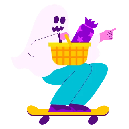 Ghost collecting halloween candy  Illustration