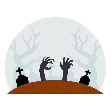 Ghost come back to life at Cemetery  Illustration
