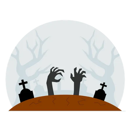 Ghost come back to life at Cemetery  Illustration