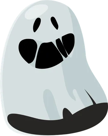 A Simple Friendly Ghost With A Wide Cheerful Smile Floating Happily Illustration