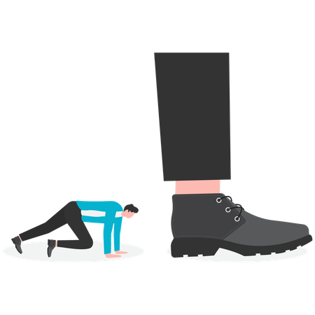 Giant foot trampling businessman  Illustration