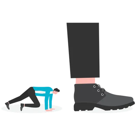 Giant foot trampling businessman  Illustration