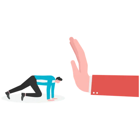 Giant foot trampling businessman Illustration