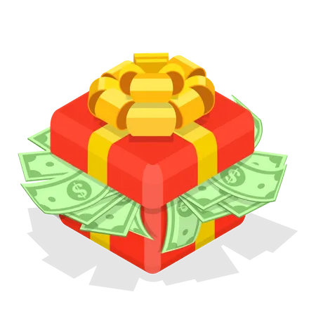 Gift box with money Illustration