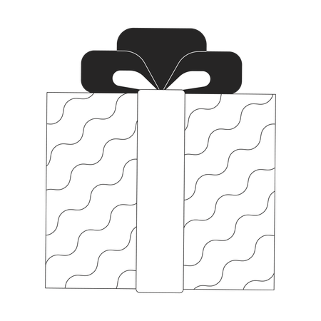Gift box with wavy pattern and ribbon  Illustration