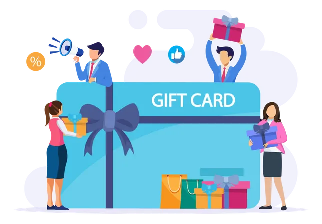 Gift Card Vector Concept Gift Card And Promotion Strategy Gift Voucher Discount Coupon And Gift Certificate Concept イラスト
