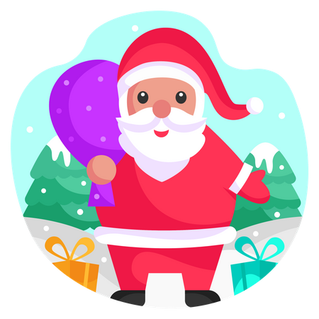 Gift distribution by Santa Claus Illustration