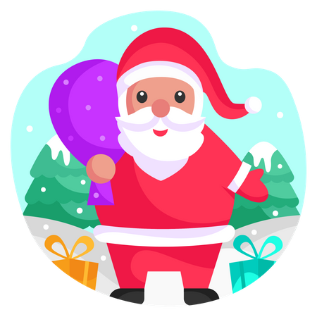 Gift distribution by Santa Claus  Illustration