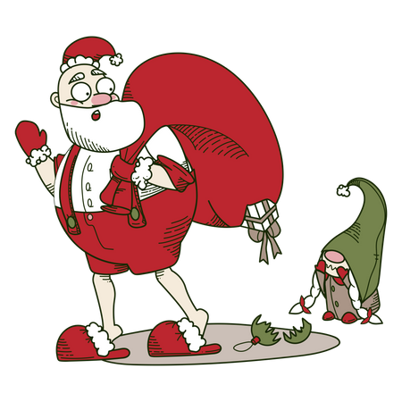 Gift distribution by Santa Claus Illustration