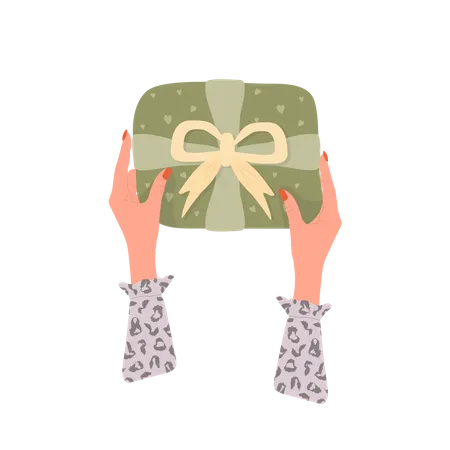 Gift in hand  Illustration