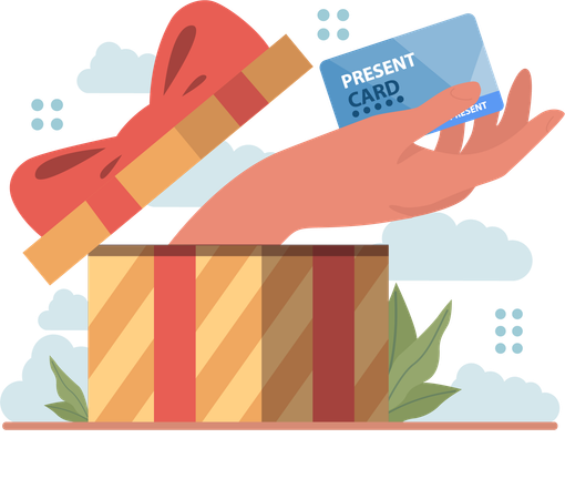 Gift payment using credit card  Illustration