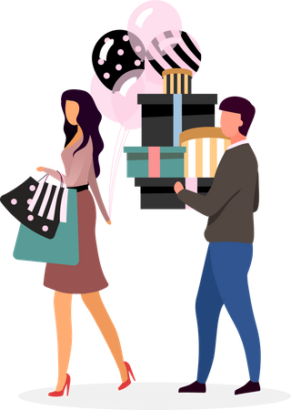 Gift shopping Illustration