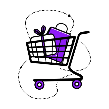 Gift shopping cart  Illustration