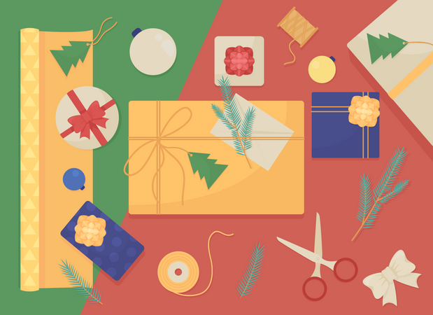 Gift wrapping Illustration