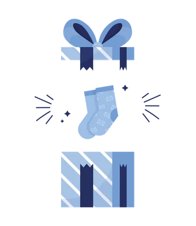 Giftbox and socks  Illustration