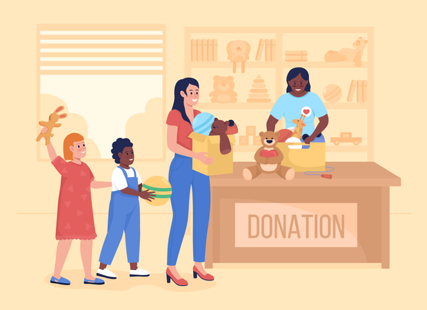 Gifting children donated toys  イラスト