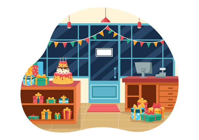 Gifts and cake store  Illustration