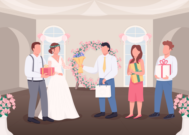 Gifts for bride and groom  イラスト