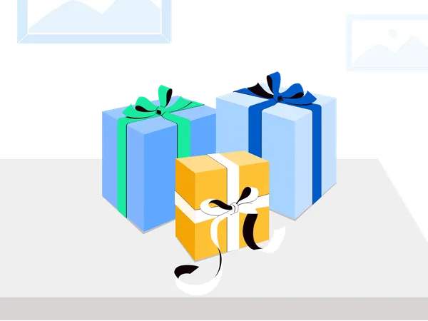Gifts on table  Illustration