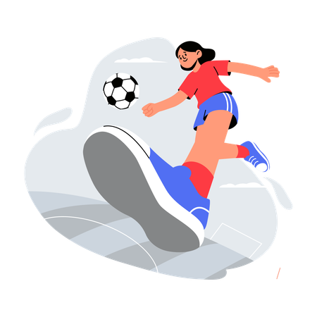 Giirl Kicking Soccer Ball  Illustration