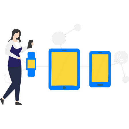 Gils having internet connection for all devices  Illustration