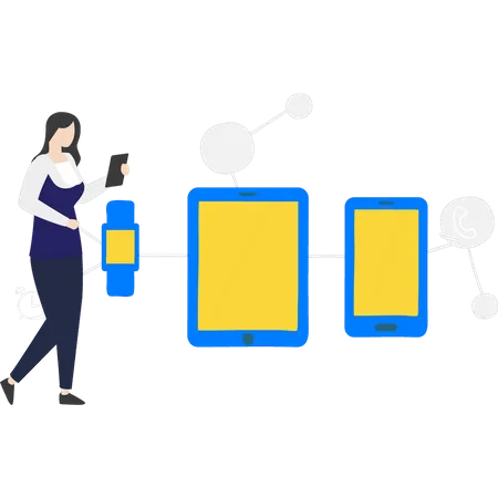 All The Girls Devices Have Internet Connection Illustration