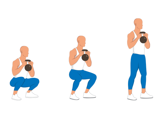 Hombre de gimnasio haciendo ejercicio con mancuernas  Ilustración