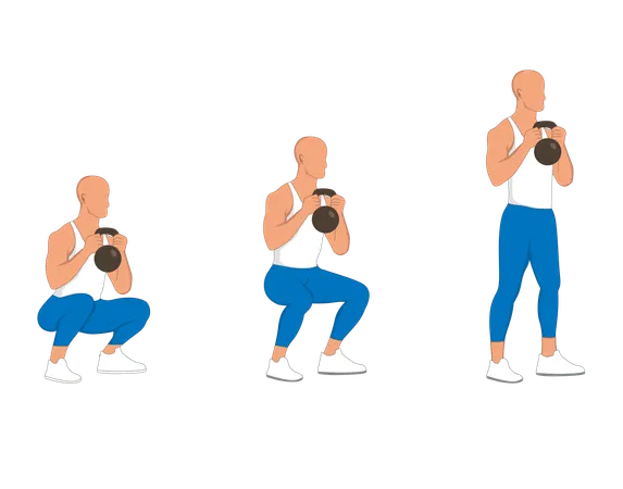 Hombre de gimnasio haciendo ejercicio con mancuernas  Ilustración