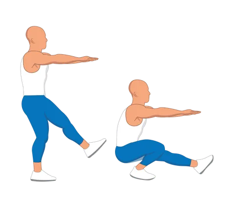 Hombre de gimnasio haciendo ejercicios de estiramiento  Ilustración