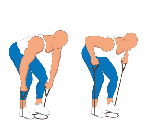 Hombre de gimnasio haciendo ejercicios de estiramiento  Ilustración