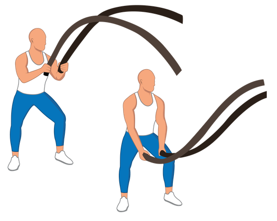 Hombre de gimnasio haciendo ejercicio de gimnasio  Ilustración