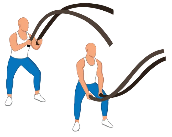 Hombre de gimnasio haciendo ejercicio de gimnasio  Ilustración