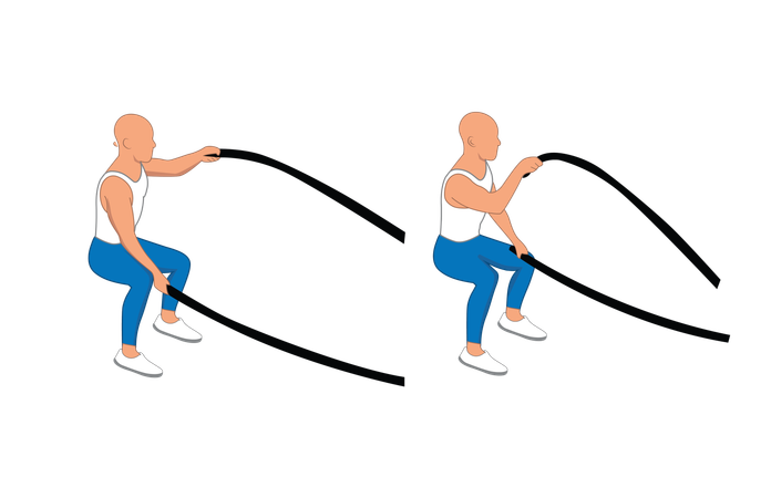 Hombre de gimnasio haciendo ejercicio de gimnasio  Ilustración