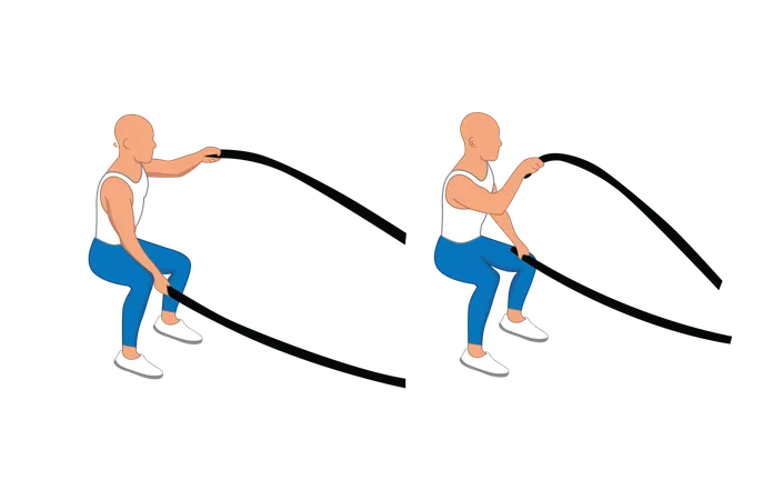 Hombre de gimnasio haciendo ejercicio de gimnasio  Ilustración