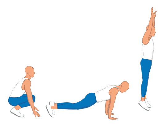 Hombre de gimnasio haciendo ejercicio de gimnasio  Ilustración