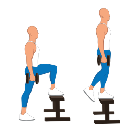 Hombre de gimnasio haciendo ejercicio de gimnasio  Ilustración