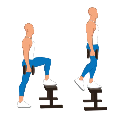 Hombre de gimnasio haciendo ejercicio de gimnasio  Ilustración