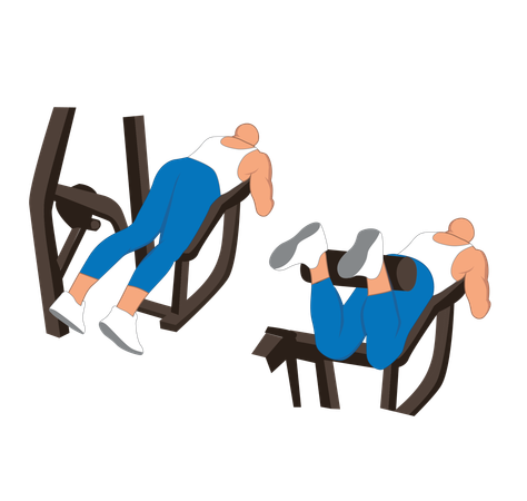 Hombre de gimnasio haciendo ejercicio de gimnasio  Ilustración