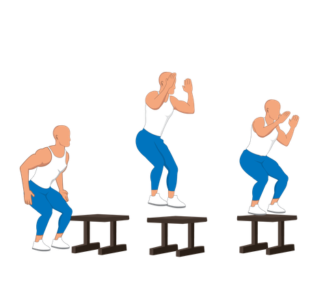 Hombre de gimnasio haciendo ejercicio de gimnasio  Ilustración