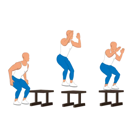 Hombre de gimnasio haciendo ejercicio de gimnasio  Ilustración